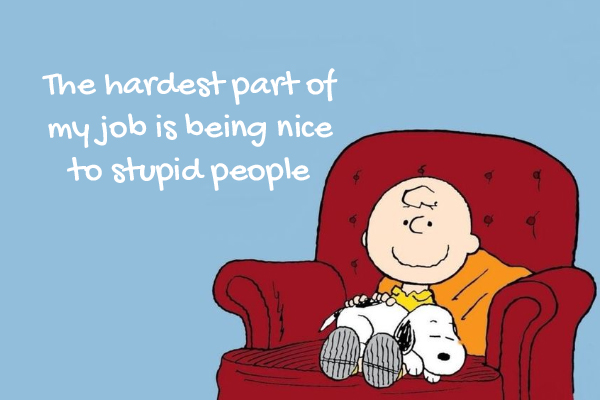 The hardest part of my job is being nice to stupid people